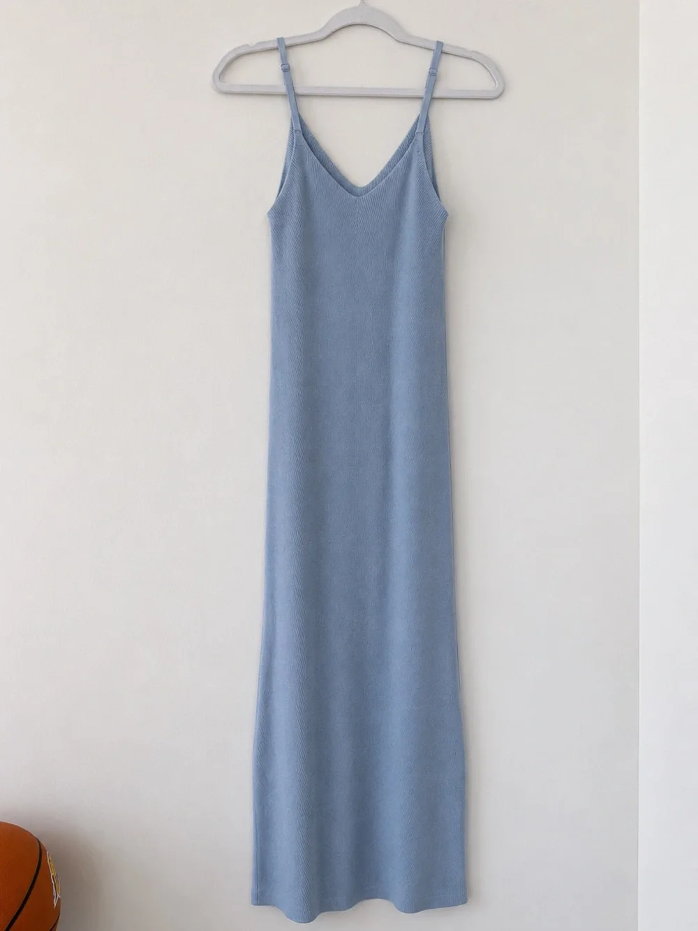 Light Blue Ribbed Maxi Dress - Picture 2 of 4